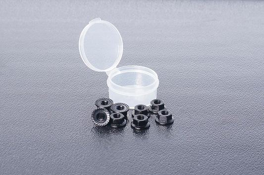 M4 Aluminum Serrated Nuts Black (w/container) (8) by Koswork