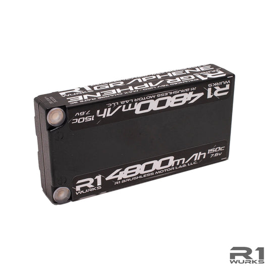 R1 WURKS 4800mah 150c 7.6v 2S LCG Shorty LiPo Battery, Graphene