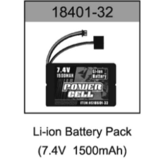 7.4V 1500mAh Li-Ion Pack 1/18 Lightning Brushless Truggy