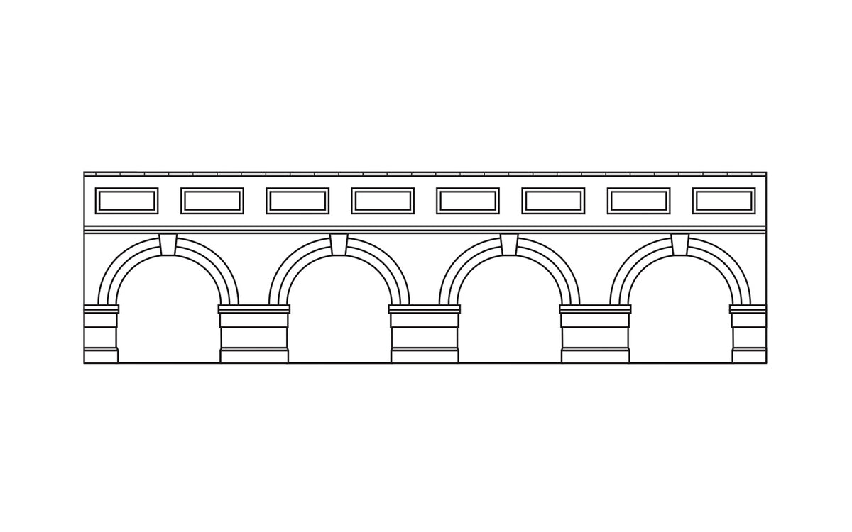 Hornby Low Lev. Arch. Retain.Wall-Red