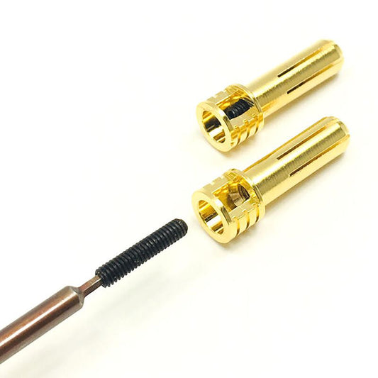 Certified Adjustable 5mm Pure Copper Gold Plated Bullet Connector, Male (2) by