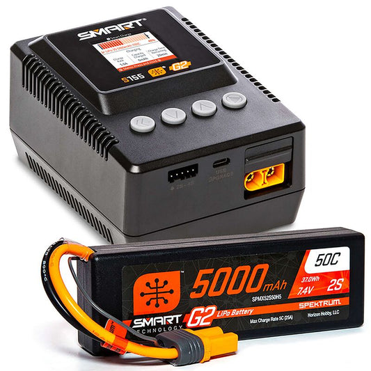 Smart Powerstage: 5000mAh 2S LiPo & S155 Charger by Spektrum