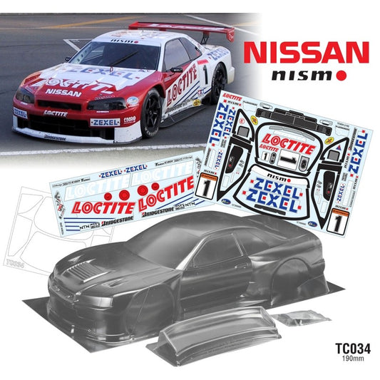 TC034 1/10 Nissan R34 GTR 190mm Wide, WB 258mm with Loctite Decal Sheet