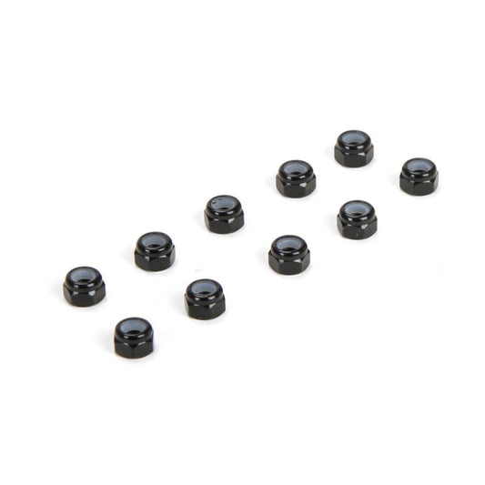 M3 (3mm) Aluminum Lock Nuts, Black (10) by TLR