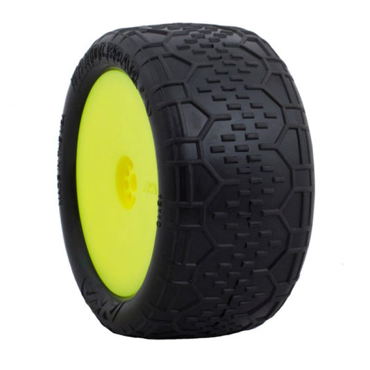 AKA 1:10 BUGGY HANDLEBAR LTD REAR (SOFT) HEXLITE WHEEL PRE-MOUNTED YELLOW