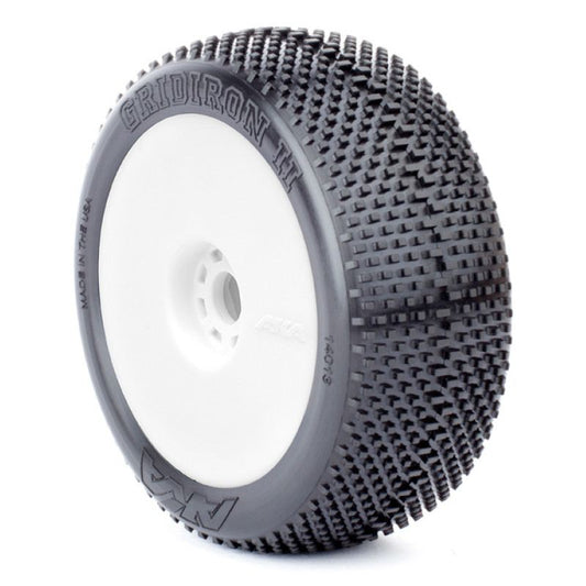 1:8 BUGGY GRIDIRON II (SUPER SOFT - LONG WEAR) EVO WHEEL PRE MOUNTED WHITE by AK