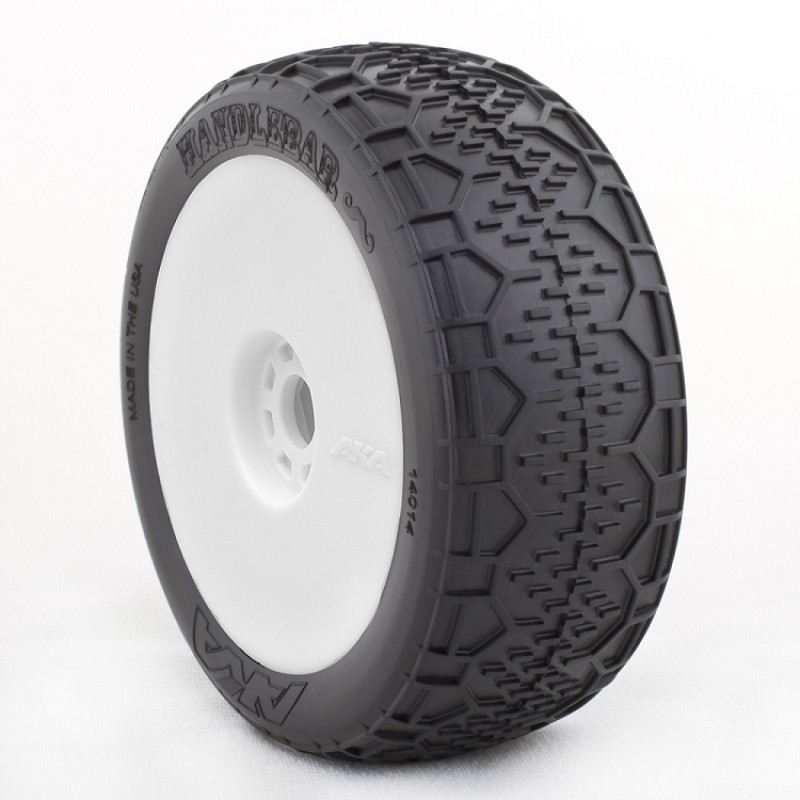 AKA 1:8 BUGGY HANDLEBAR (SUPER SOFT) EVO WHEEL PRE-MOUNTED WHITE