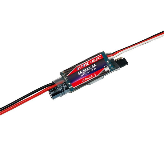 SBEC 3A cont 5A burst 2-6S LiPo, 5-18NC Output 5.0V-6.0V/3A 51x15x8.5mm 10g by H