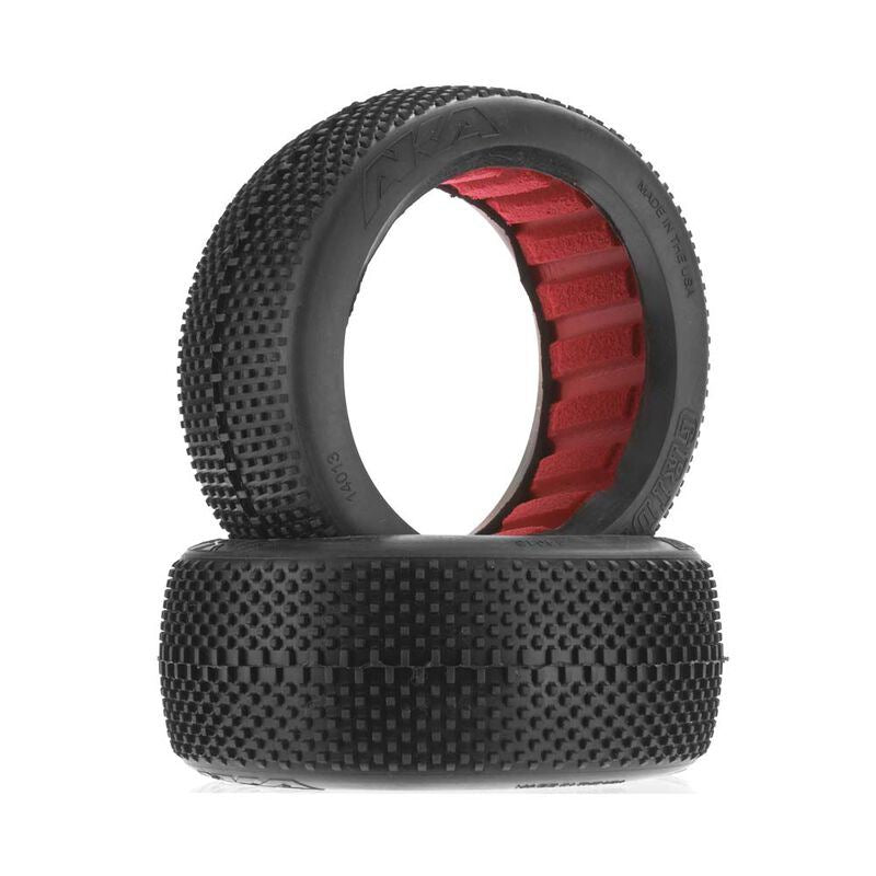 AKA 1:8 BUGGY GRIDIRON 2 (SOFT - LONG WEAR) WITH RED INSERTS (ONE PAIR)