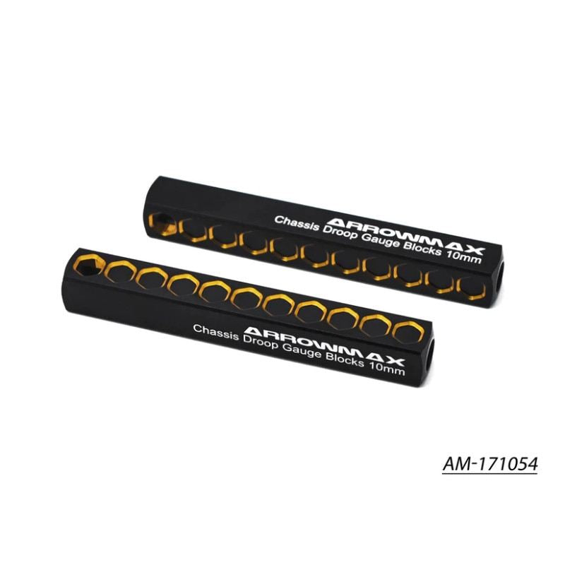 Chassis Droop Gauge Support Blocks 10mm For 1/10 Black Golden (2) by Arrowmax