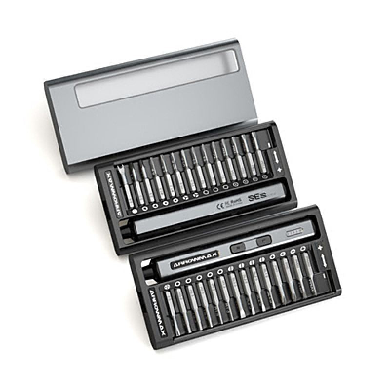 SES Mini Electric Screwdriver With Alu Case (28 in 1) Space Gray by ArrowMax