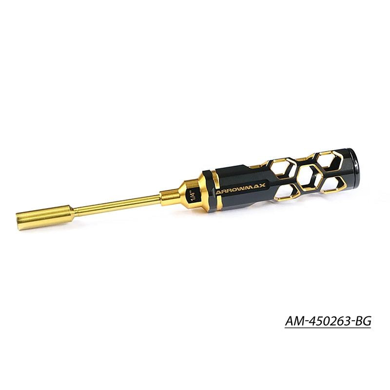 Nut Driver 1/4 Inch (6.35mm) X 100mm Black Golden by Arrowmax