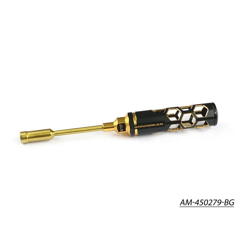 Nut Driver 5/16 Inch (7.938mm) X 100mm Black Golden by Arrowmax