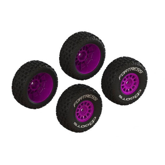 dBoots 'FORTRESS' Tire Set Glued (Purple) (2 Pairs) 1/16 ARRMA Mojave Grom