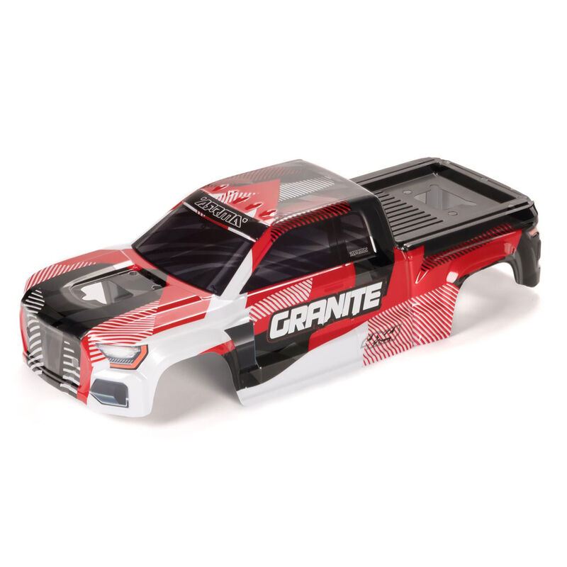 GRANITE 4X4 Clipless Painted Decaled Trimmed Body (Red/White) Mega 665 by ARRMA