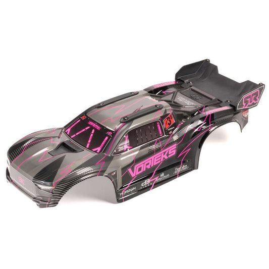 VORTEKS 2WD Painted Decaled Trimmed Body Set - Hidden Body Mount (Pink/Black) by