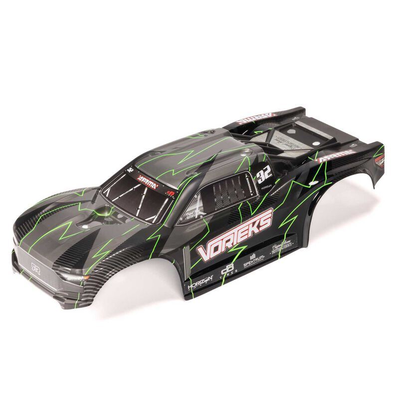 VORTEKS 2WD Painted Decaled Trimmed Body Set - Hidden Body Mount  (Green/Black)
