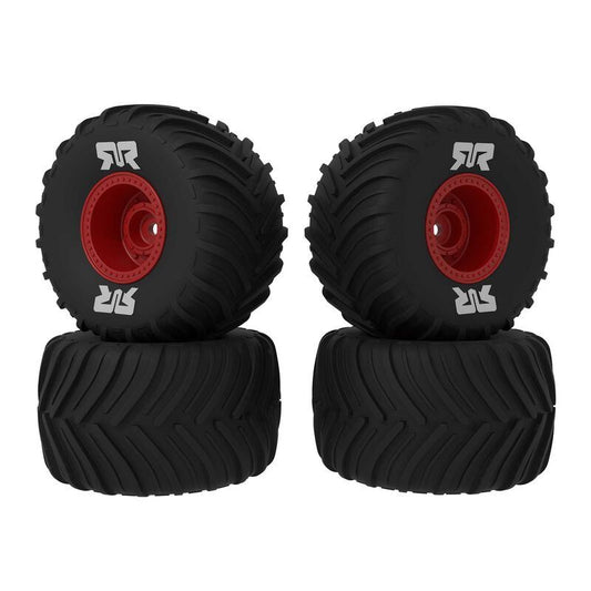 dBoots Chevron MT Tire Set Glued (Red) (2 Pairs) - GROM by ARRMA