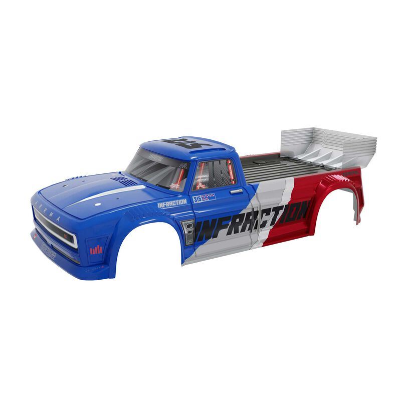 INFRACTION 4X4 All Road 3S BLX Painted Decaled Trimmed Body (Blue/Red) by Arrma
