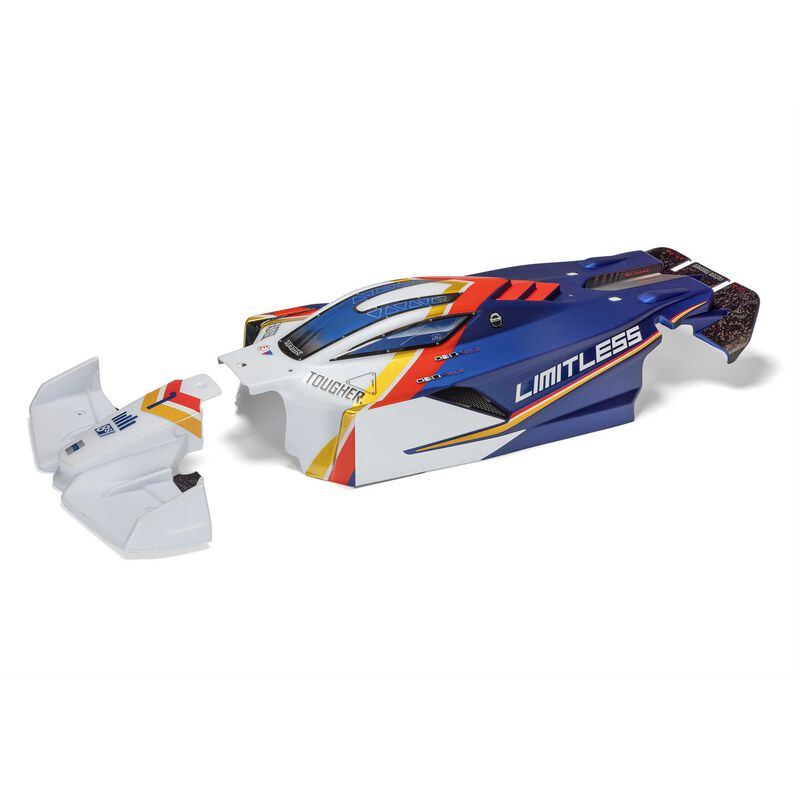 LIMITLESS Painted Decaled Trimmed Body (White/Blue) by Arrma