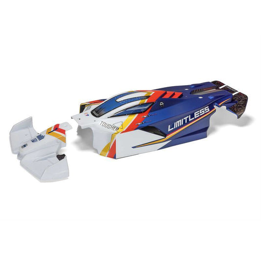 LIMITLESS Painted Decaled Trimmed Body (White/Blue) by Arrma