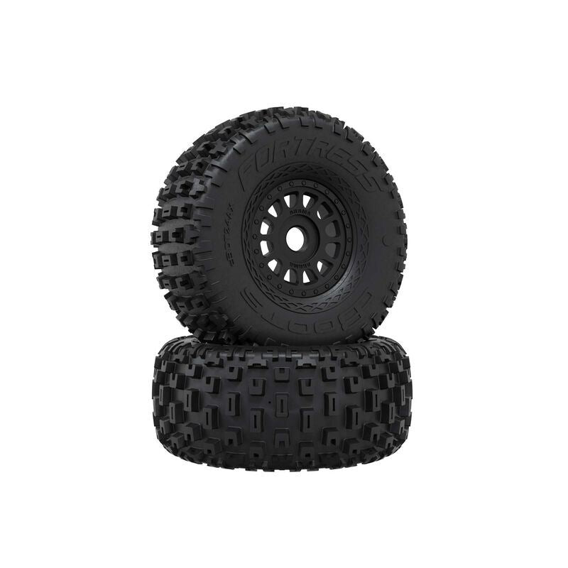 DBOOTS 'FORTRESS' TIRE SET GLUED (BLACK)(2PCS) by Arrma