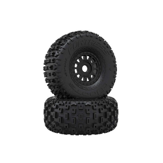 DBOOTS 'FORTRESS' TIRE SET GLUED (BLACK)(2PCS) by Arrma