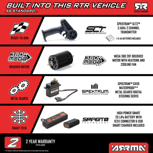 1/16 GORGON GROM 4X4 RTR Brushed Monster Truck (Battery & Charger Included), Red