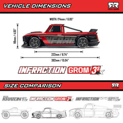 1/12 ARRMA INFRACTION GROM 3S 80kph Red RTR RC Car Including Battery and Charger