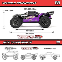 1/10 VORTEKS MEGA 550 Brushed 2WD Stadium Truck RTR with Battery & Charger, Oran