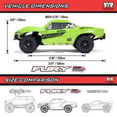 1/10 FURY MEGA 550 2WD Short Course Truck RTR, Green (Requires Battery and Charg