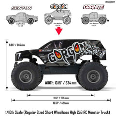 1/10 GORGON 2WD Ready-To-Assemble Kit Brushed Monster Truck (Battery & Charger I