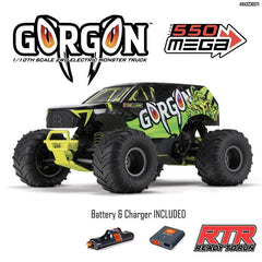 1/10 GORGON 2WD RTR Brushed Monster Truck (Battery & Charger Included), Yellow b