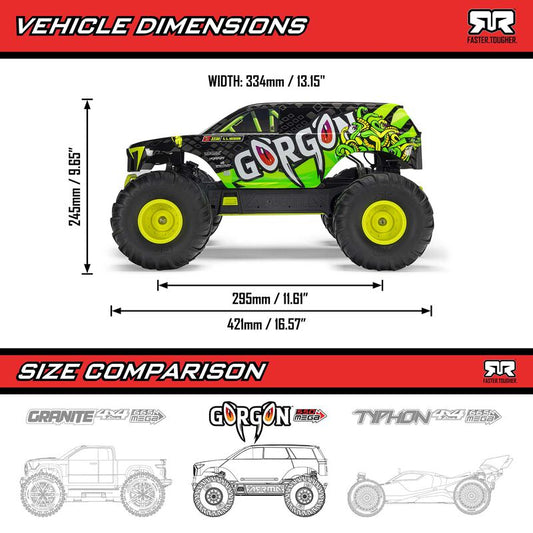 1/10 GORGON 2WD RTR Brushed Monster Truck (Battery & Charger Included), Purple