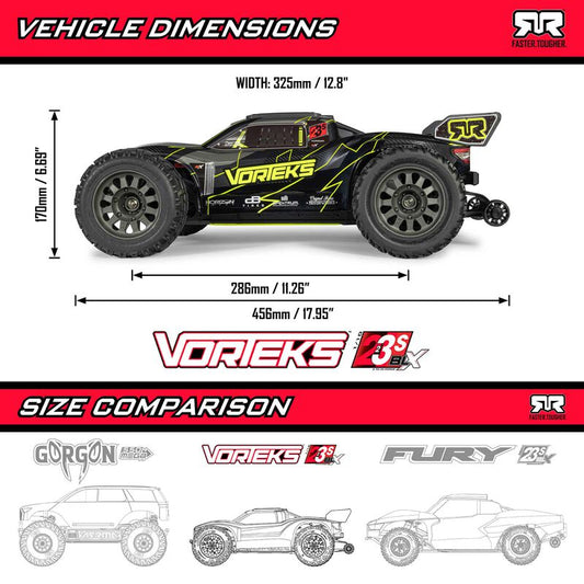 1/10 VORTEKS 223S DSC 2WD RTR Brushless Stadium Truck, Yellow by ARRMA