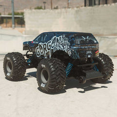 1/10 GORGON 223S 2WD RTR Brushless Monster Truck, Blue/Black by ARRMA