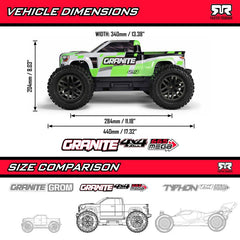 1/10 GRANITE MEGA 665 4X4 RTR Brushed Monster Truck, Green (Requires Battery and