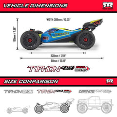 1/8 TYPHON MEGA 665 4X4 RTR Brushed Buggy, Blue (Requires Battery and Charger)