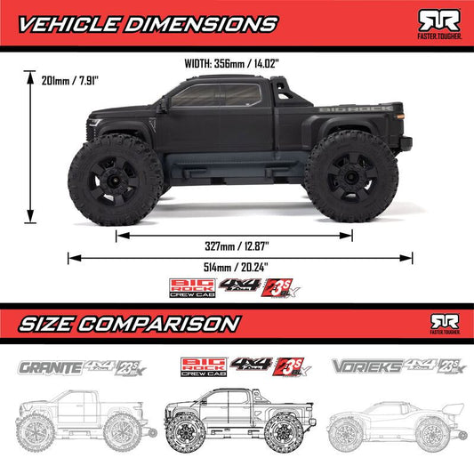 1/10 BIG ROCK 4X4 223S BLX BRUSHLESS STREET TRUCK RTR WITH DSC, (Green) by ARRMA