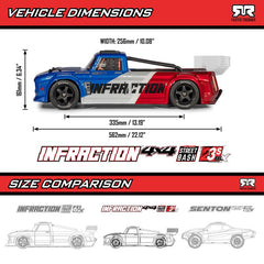 1/8 ARRMA INFRACTION 223S DSC 4x4 ALL Road Street Bash 65+ MPH RTR Blue by ARRMA