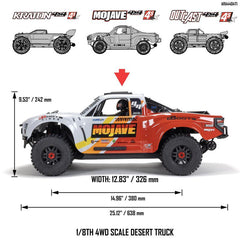 1/8 MOJAVE 4X4 4S BLX Desert Truck RTR, White by ARRMA