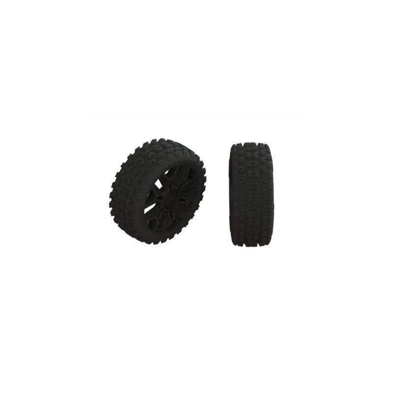 AR550057 2HO Tire Set Glued Black (2) Suits Typhon 4X4 Mega & 3S BLX 17mm Hex by