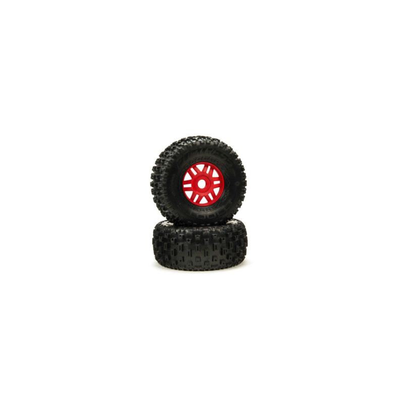 DBOOTS 'Fortress' Tire Set Glued (Red) (2pcs) by Arrma