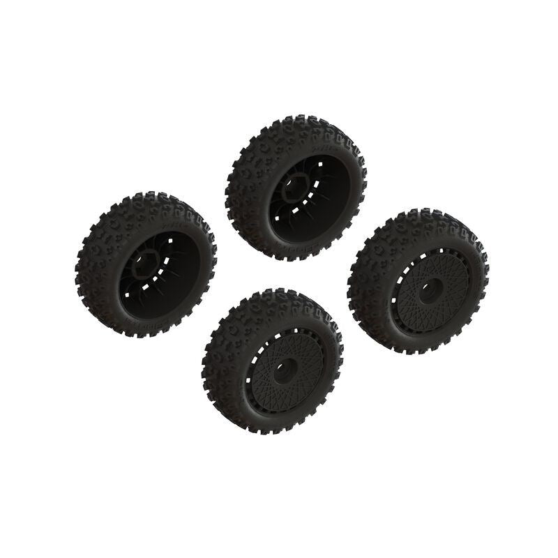 dBoots '2-HO' Tire Set Glued (Black) (2 Pairs) Typhon Grom by ARRMA