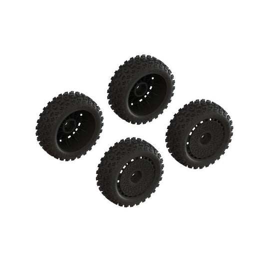 dBoots '2-HO' Tire Set Glued (Black) (2 Pairs) Typhon Grom by ARRMA