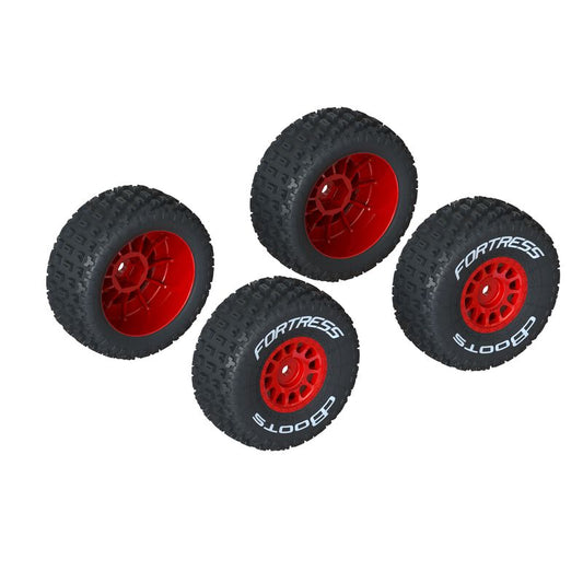 dBoots 'FORTRESS' Tire Set Glued (Red) (2 Pairs) 1/16 ARRMA Mojave Grom