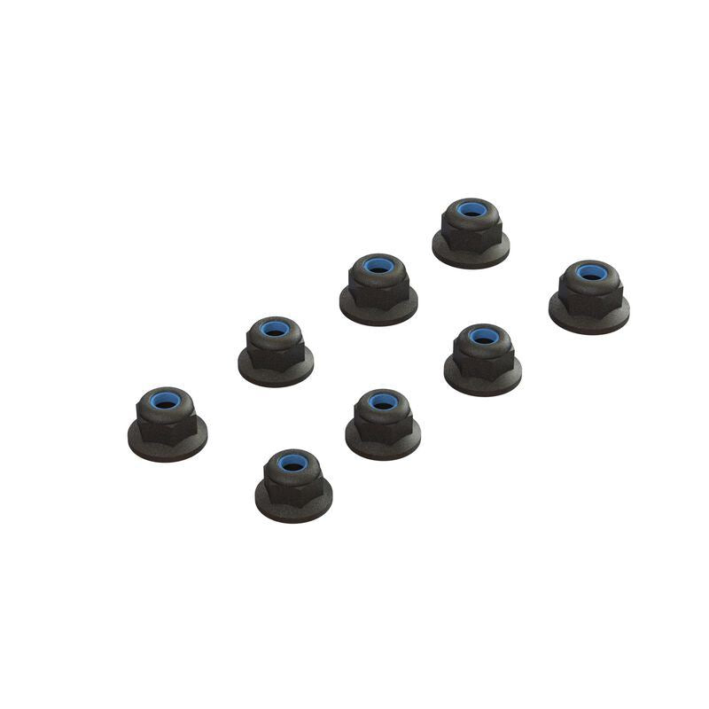 Flanged Lock Nut M3 Black (4pcs) by Arrma