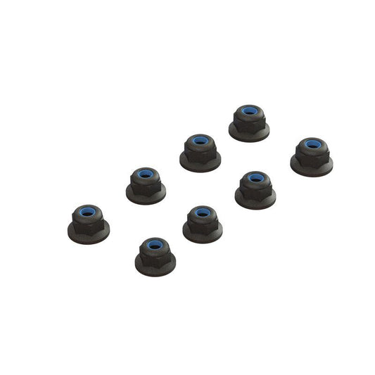 Flanged Lock Nut M3 Black (4pcs) by Arrma
