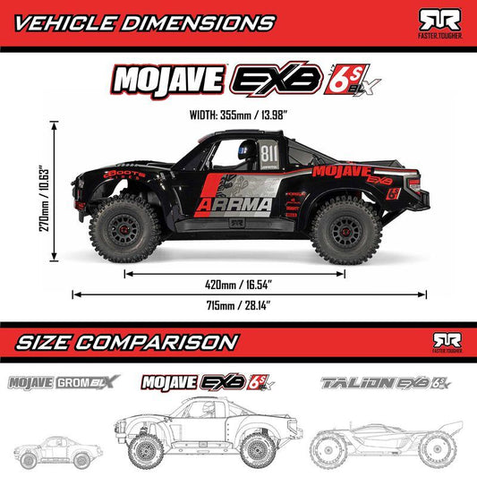 1/7 MOJAVE 6S EXB 4X4 RTR Brushless Desert Truck, Black By ARRMA