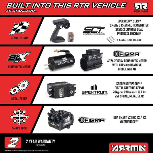1/7 TALION 4X4 6S EXB BLX BRUSHLESS V6 SPEED TRUCK RTR 75+Mph (BLACK) by ARRMA